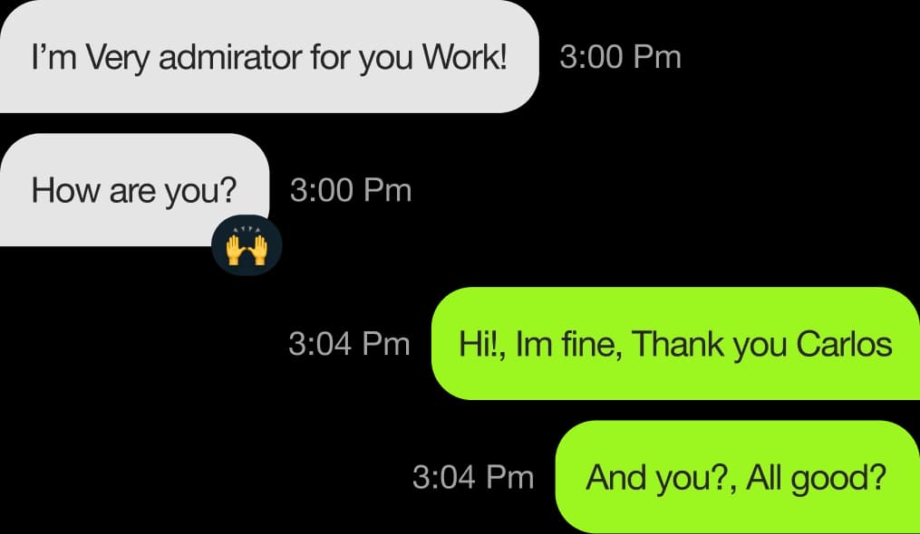 Chat conversation mockup