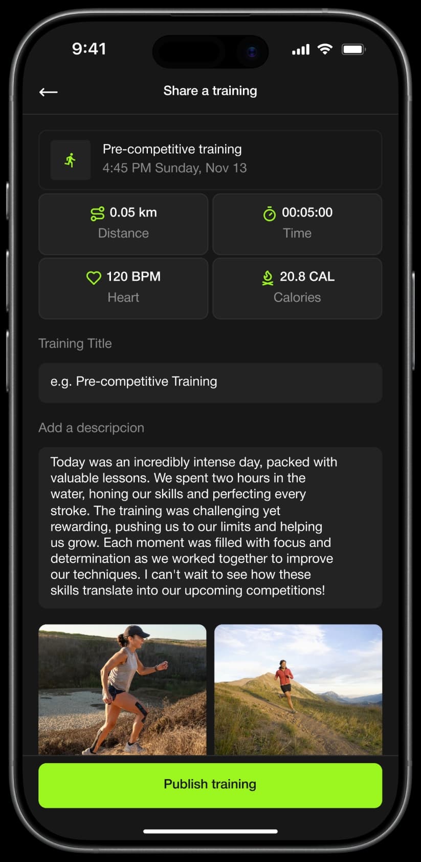 Share a training screen